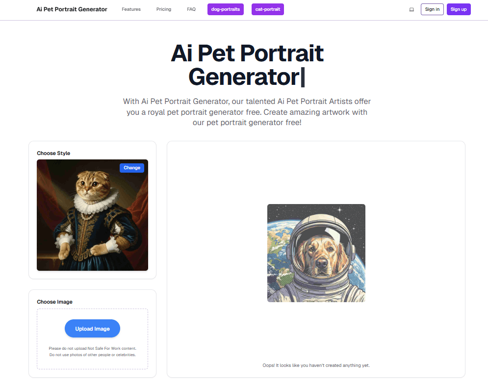 Ai pet portrait generator